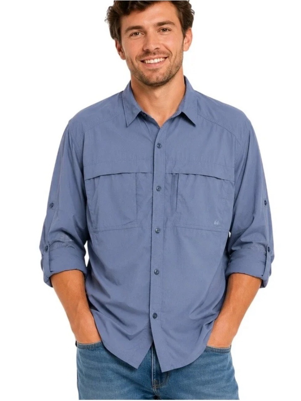 REI Co-op Sahara Tech Long-Sleeve Shirt Solid Blue, size L